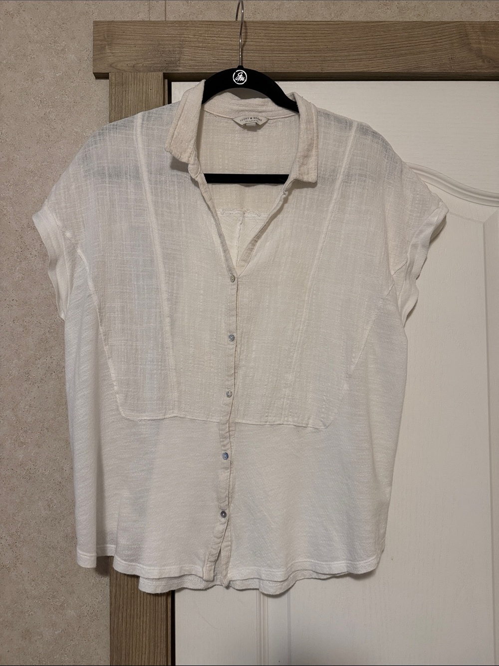 Lucky Brand White Short-Sleeve Button-Up Shirt